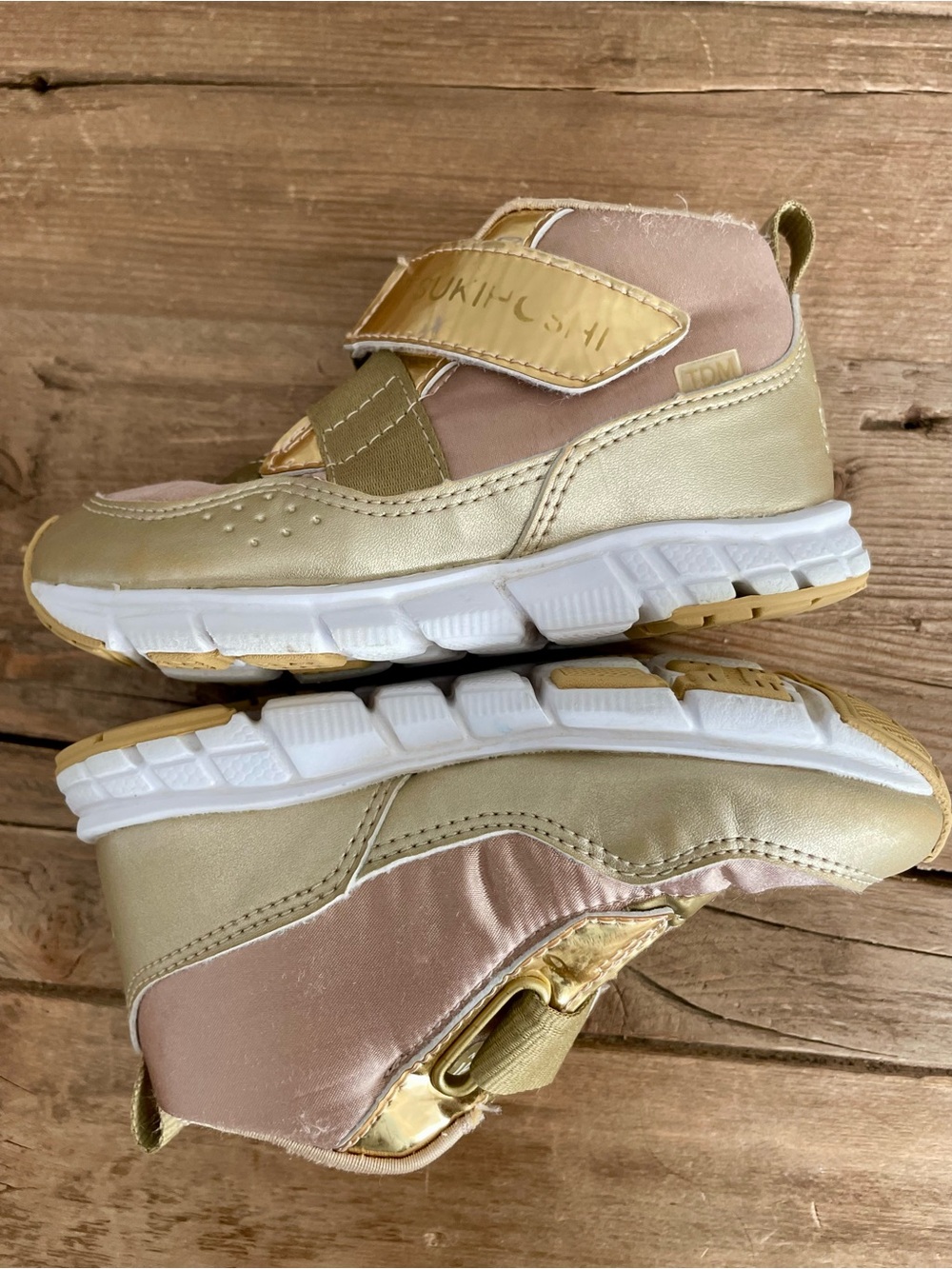 Tsukihoshi: Metallic Gold and Satin Bronze Toddlers Sneakers - Picture 3 of 16